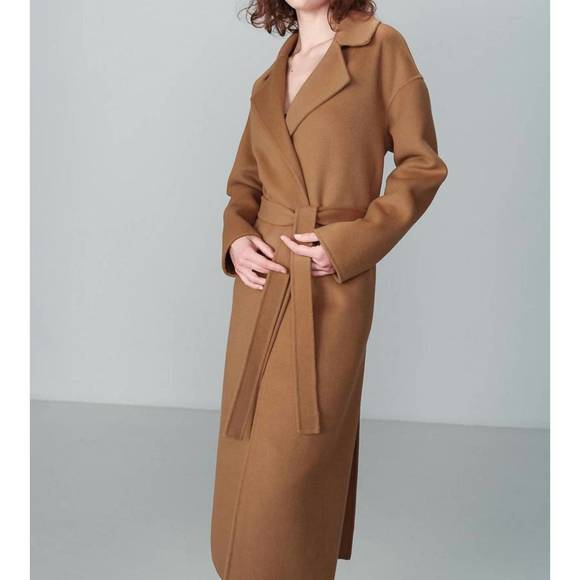 NEW GRACE & MILA noemie tie overcoat in camel